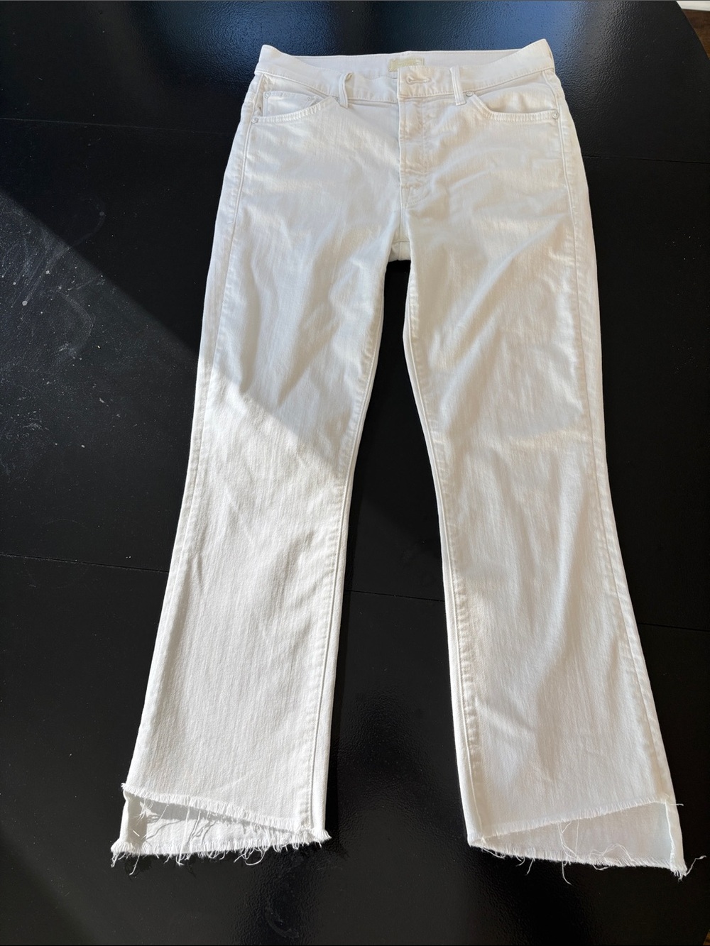 MOTHER White insider crop step gray jeans sz 28